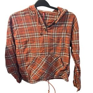 UNIONBAY Rust Plaid Flannel With Hood